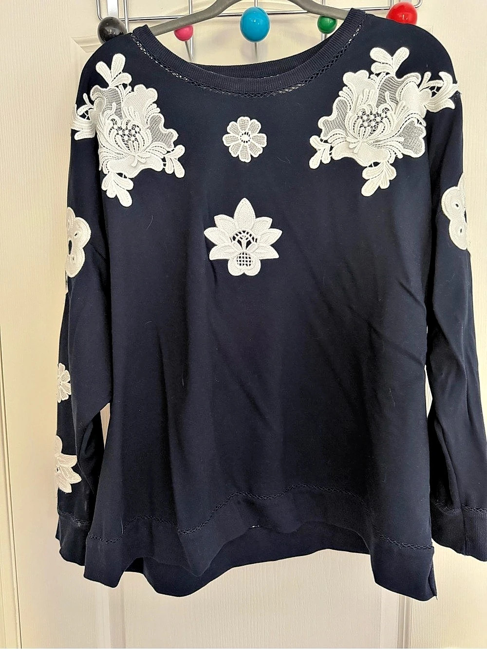 Victoria Beckham for Target Navy Floral Lace Applique Sweatshirt Size 2X